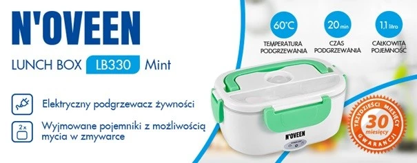 N'oveen LB330 elektrinė priešpiečių dėžutė, žalia
