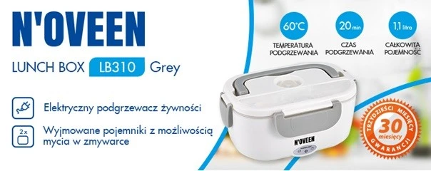 N'oveen LB310 elektrinė priešpiečių dėžutė, pilka