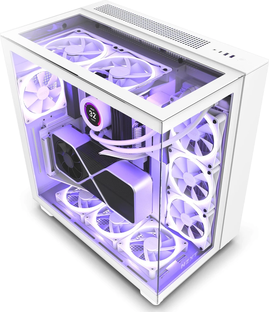 NZXT PC dėklas H9 Elite Midi bokštinis langas baltas