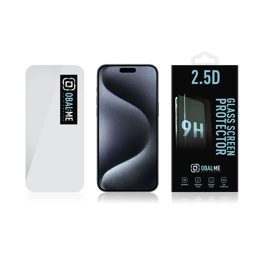 OBAL:ME 2.5D apsauginis stiklas telefonui Apple iPhone 15 Pro Clear