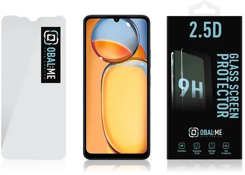 OBAL:ME 2.5D stiklo ekrano apsauga telefonui Xiaomi Redmi 13C 4G Poco C65, permatomas grūdintas stiklas