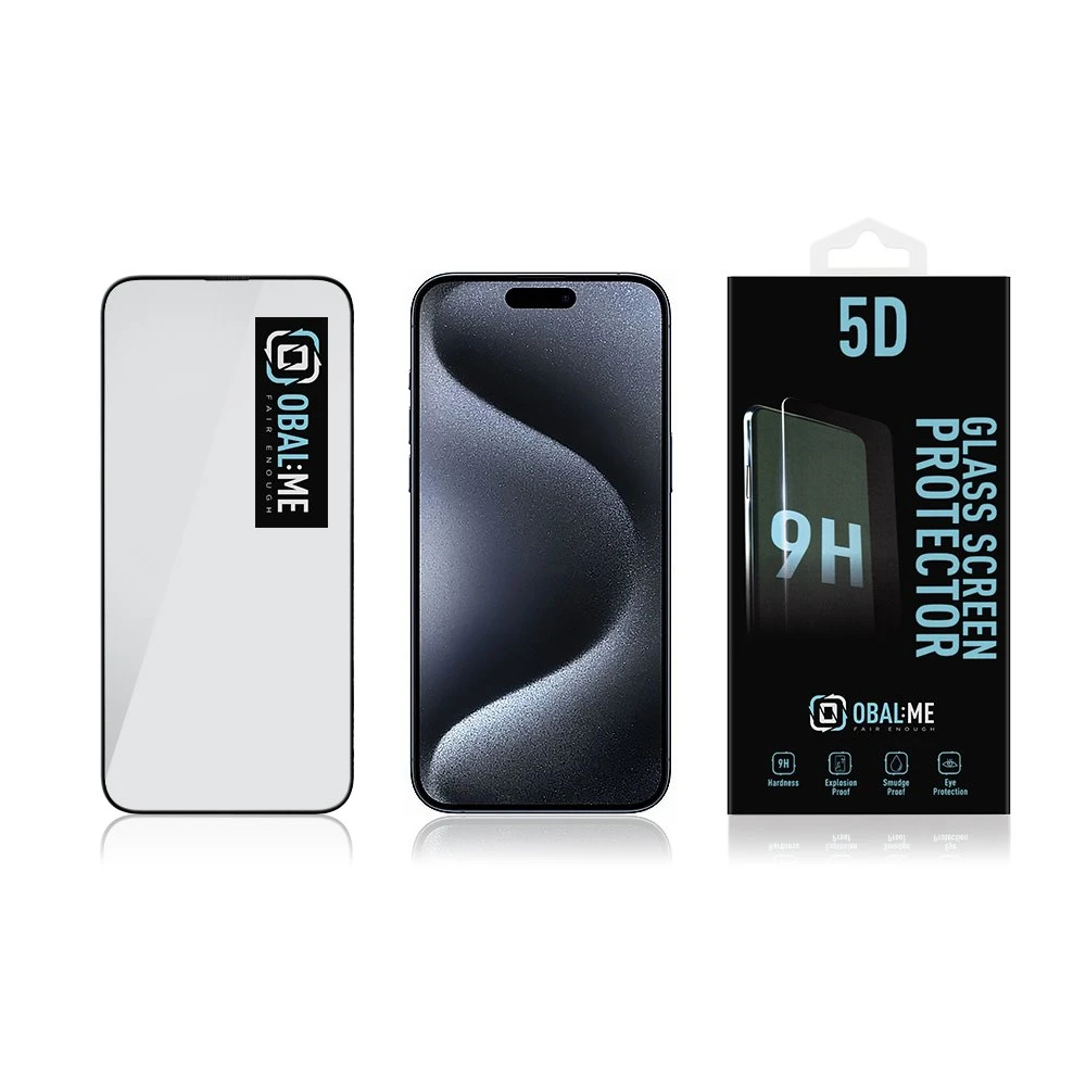 OBAL:ME 5D apsauginis stiklas telefonui Apple iPhone 15 Pro Juodas