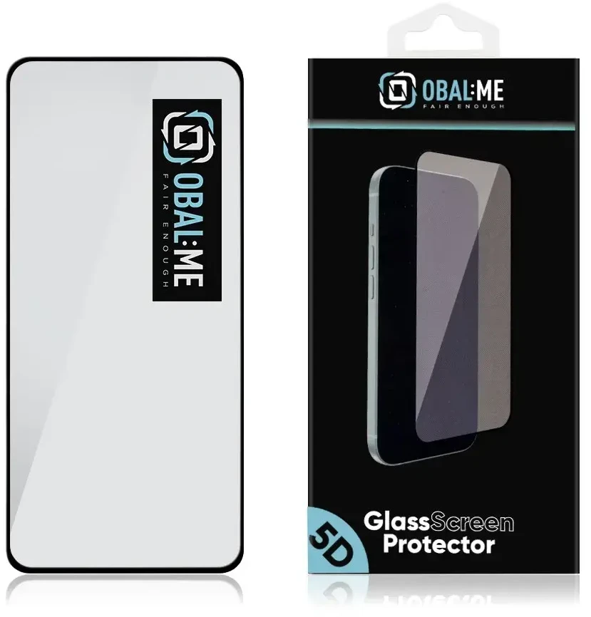 OBAL:ME 5D apsauginis stiklas Xiaomi Redmi Note 14 Pro+ 5G su juodos spalvos krašteliu