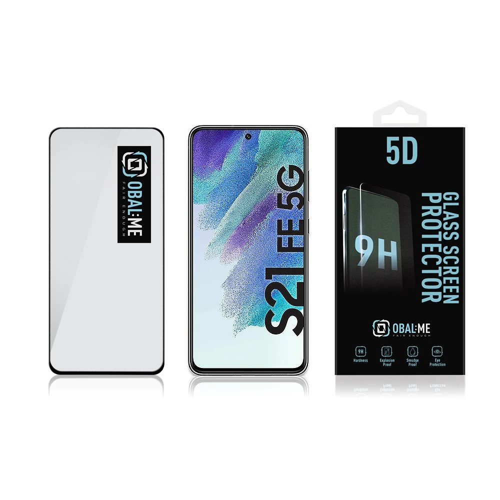 OBAL:ME 5D apsauginis stiklas telefonui Samsung Galaxy S21 FE 5G Juodas