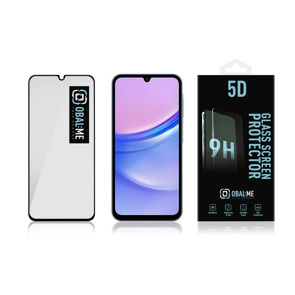 OBAL:ME 5D apsauginis stiklas telefonui Samsung Galaxy A15 4G/5G Juodas