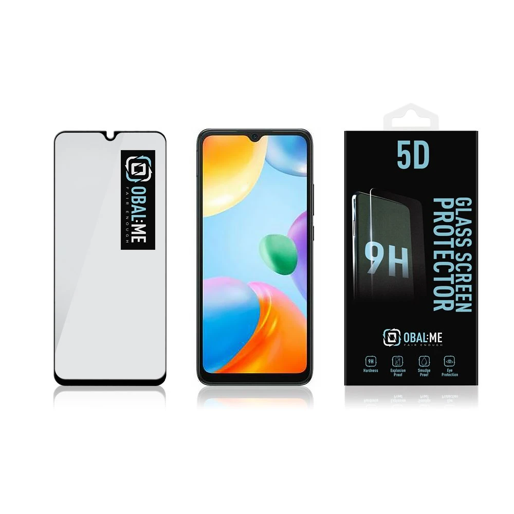 OBAL:ME 5D apsauginis stiklas telefonui Xiaomi Redmi 10C Juodas