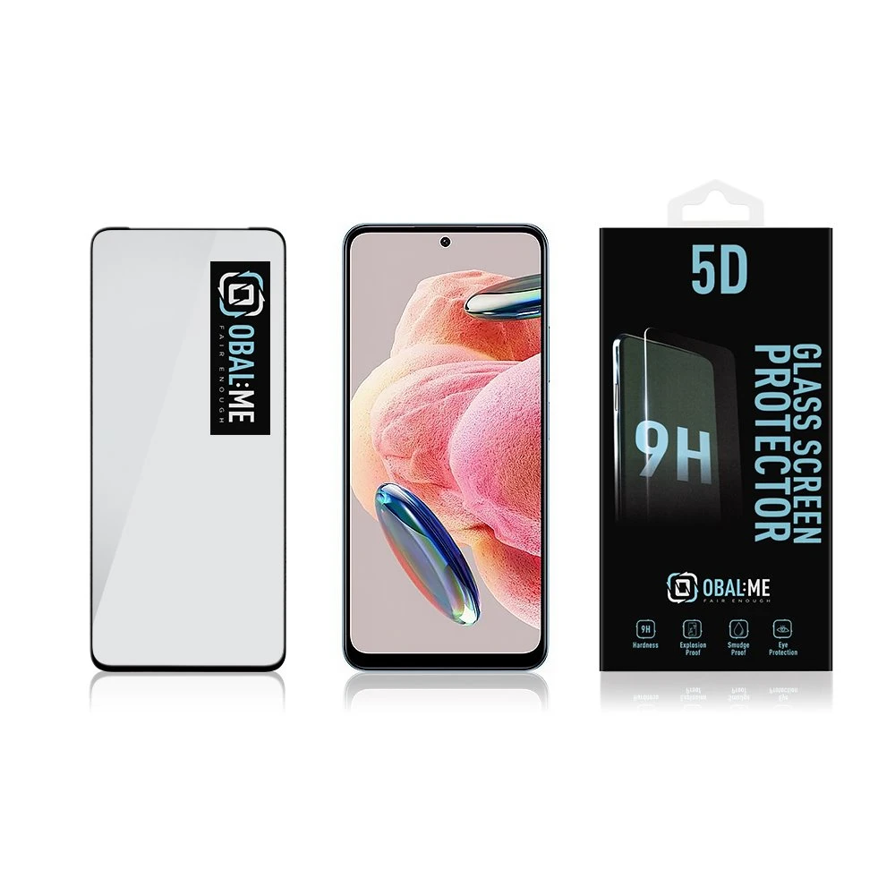 OBAL:ME 5D apsauginis stiklas telefonui Xiaomi Redmi 12 4G/5G Juodas