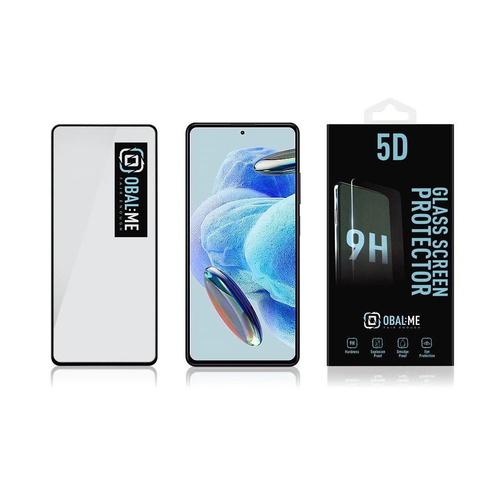 OBAL:ME 5D apsauginis stiklas telefonui Xiaomi Redmi Note 12 4G/5G Juodas