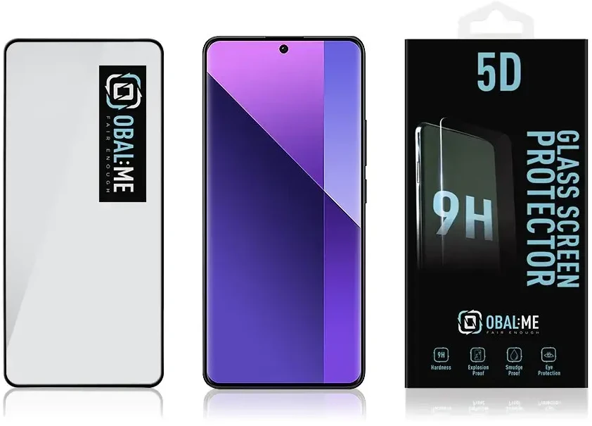 OBAL:ME 5D apsauginis stiklas telefonui Xiaomi Redmi Note 13 Pro+ 5G Juodas