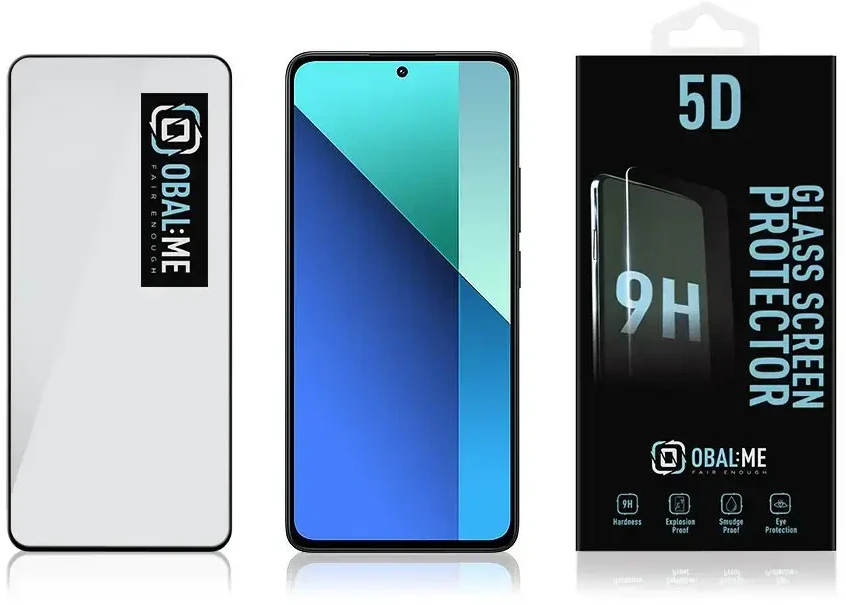 OBAL:ME 5D apsauginis stiklas telefonui Xiaomi Redmi Note 13 4G/5G Juodas