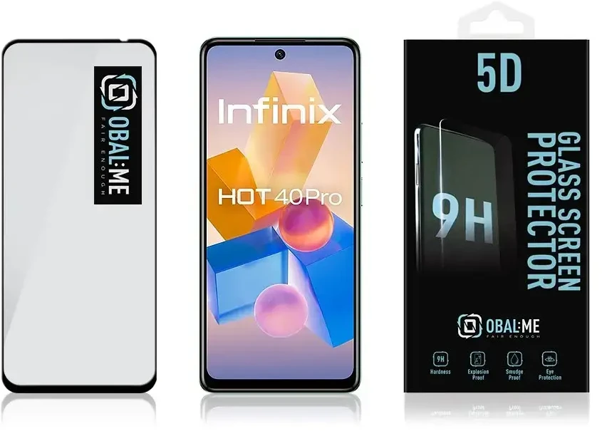 OBAL:ME 5D apsauginis stiklas telefonui Infinix Hot 40 Pro Juodas