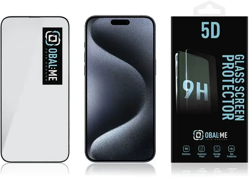 OBAL:ME 5D grūdintas stiklas telefonui iPhone 15 Pro juodas