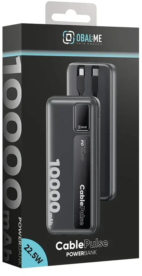 OBAL:ME CablePulse Powerbank 10000mAh 22,5W juodos spalvos