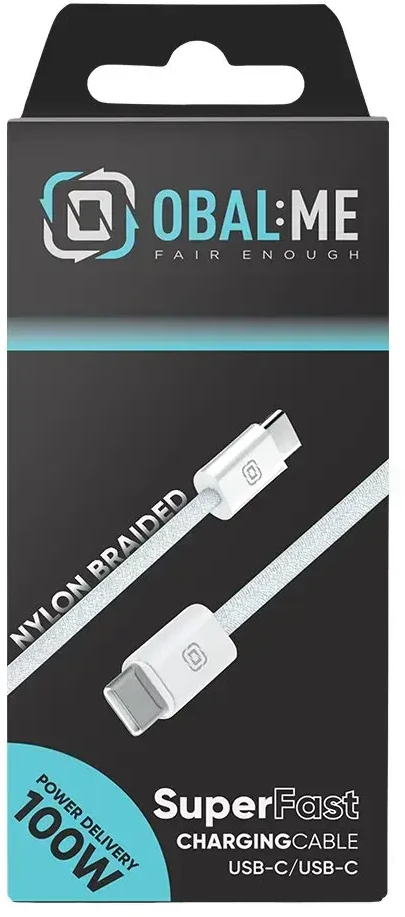 OBAL:ME Super Fast USB-C/USB-C pintas kabelis 100W 1m Baltas
