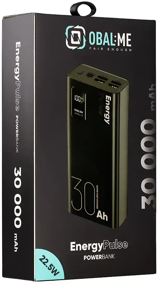 OBAL:ME EnergyPulse Powerbank 30000mAh 22.5W juodos spalvos