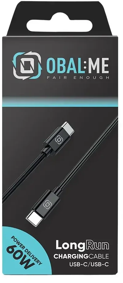 OBAL:ME LongRun USB-C/USB-C kabelis 60W 1m Juodas