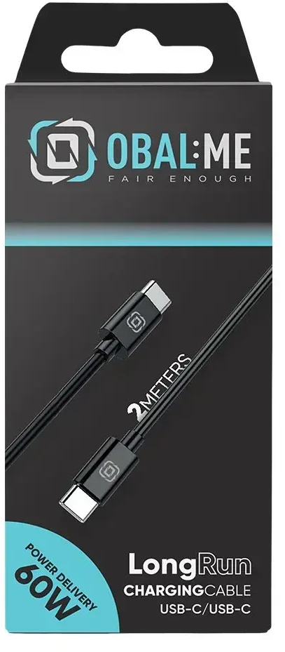 OBAL:ME LongRun USB-C/USB-C kabelis 60W 2m Juodas