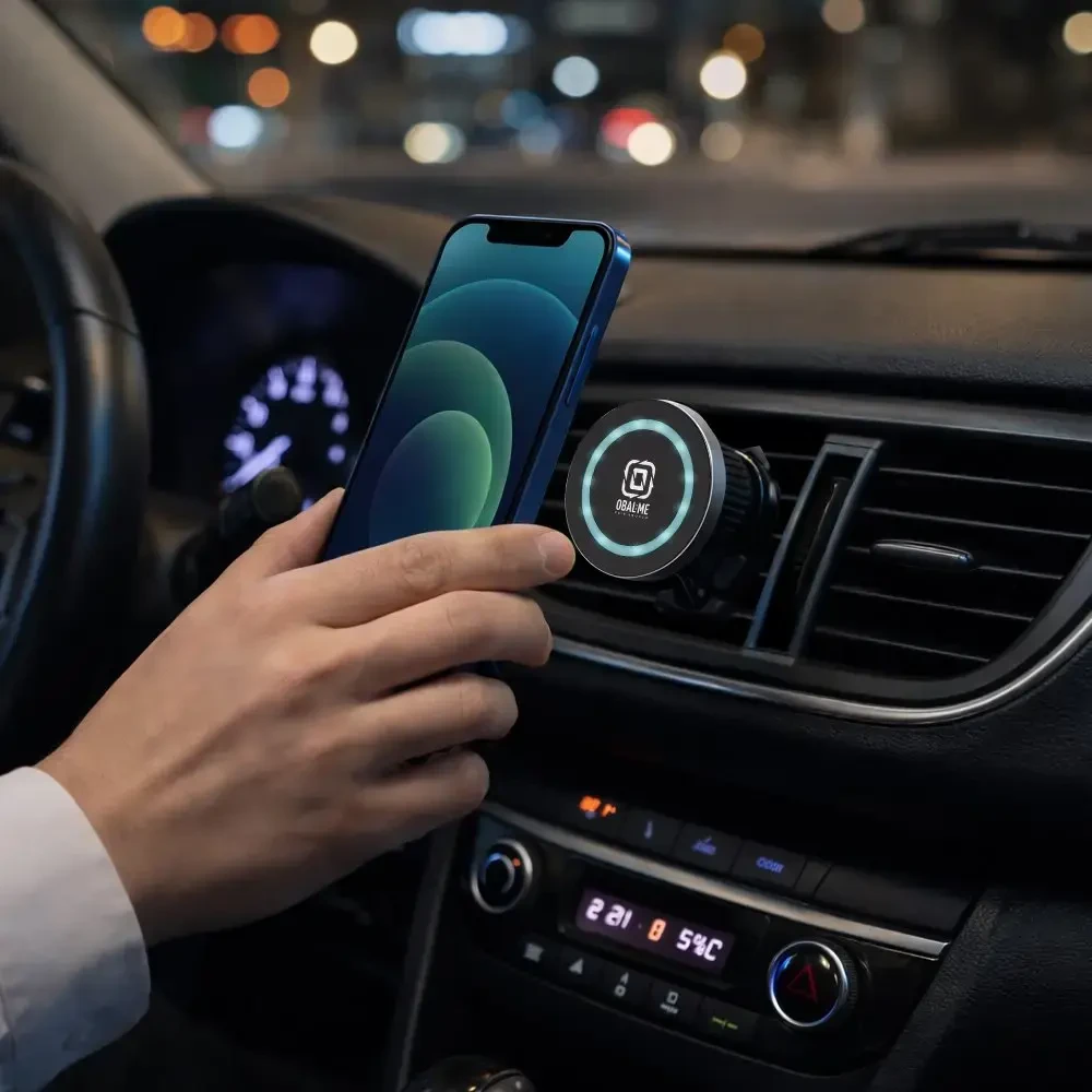 OBAL:ME MagNetix Aura Automobilinis telefono laikiklis su belaidžiu įkrovimu 15W juodos spalvos