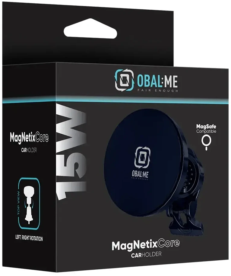 OBAL:ME MagNetix Core Automobilinis telefono laikiklis su belaidžiu įkrovimu 15W juodos spalvos