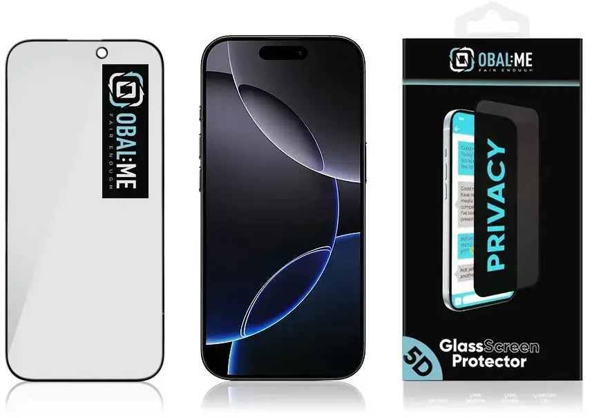 OBAL:ME Privacy 5D ekrano apsauga telefonui iPhone 16 Pro Juodas