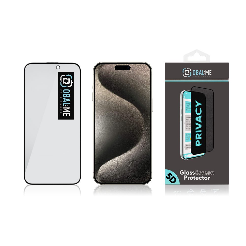 OBAL:ME Privacy 5D ekrano apsauga telefonui iPhone 15 Pro Max Juodas