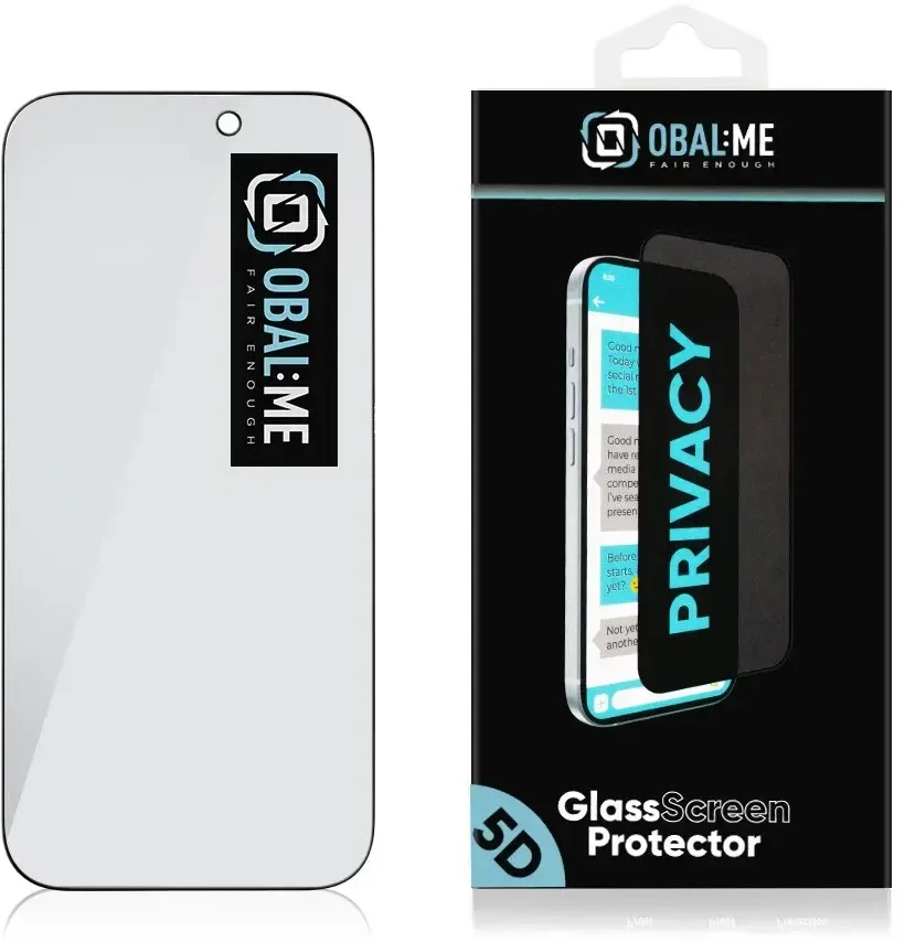 OBAL:ME Privacy 5D Apsauginis stiklas ekranui, skirtas iPhone 17/17 Pro Juodas