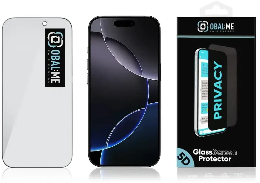 OBAL:ME Privacy 5D Apsauginis stiklas ekranui, skirtas iPhone 17/17 Pro Juodas