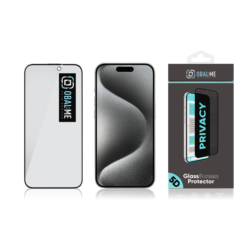 OBAL:ME Privacy 5D ekrano apsauga telefonui iPhone 15 Pro Juodas
