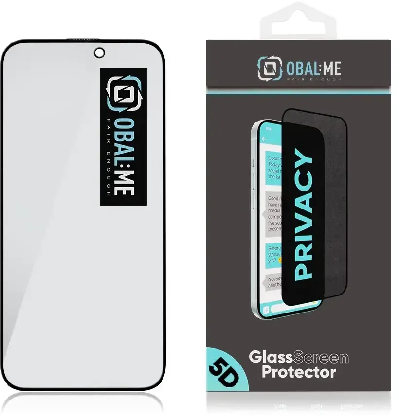 OBAL:ME Privacy 5D grūdintas stiklas telefonui iPhone 15 Pro Max juodas (privatumo efektas)