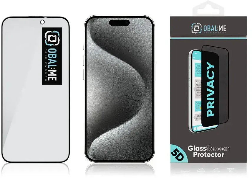 OBAL:ME Privacy 5D grūdintas stiklas telefonui iPhone 15 Pro, juodas (privatumo efektas)