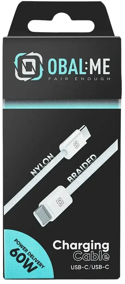 OBAL:ME Super Fast USB-C/USB-C pintas kabelis 60W 1m baltos spalvos
