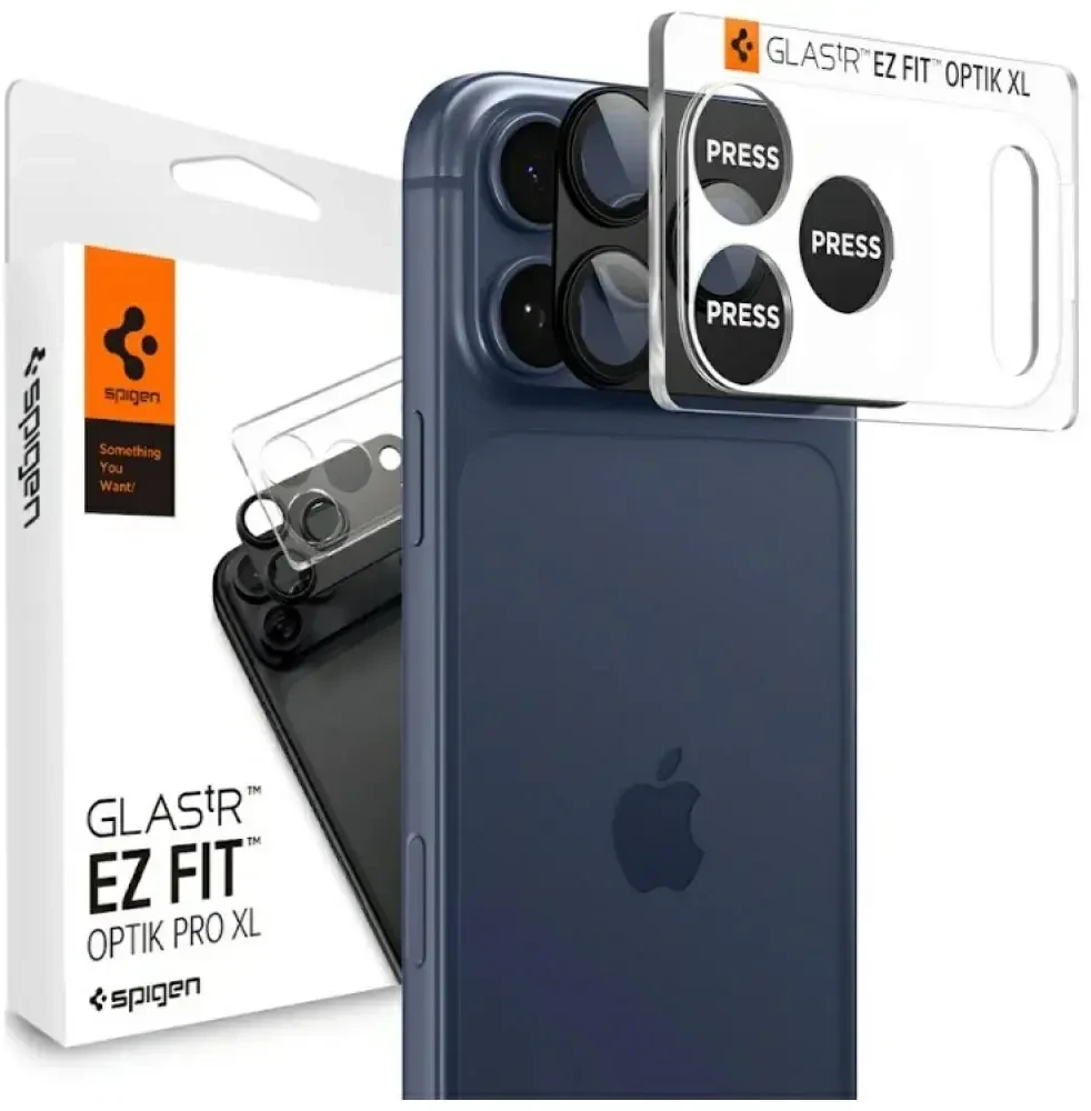 Spigen Glass tR EZ Fit Optik Pro XL 1 Pack, juodas - iPhone 17 Pro