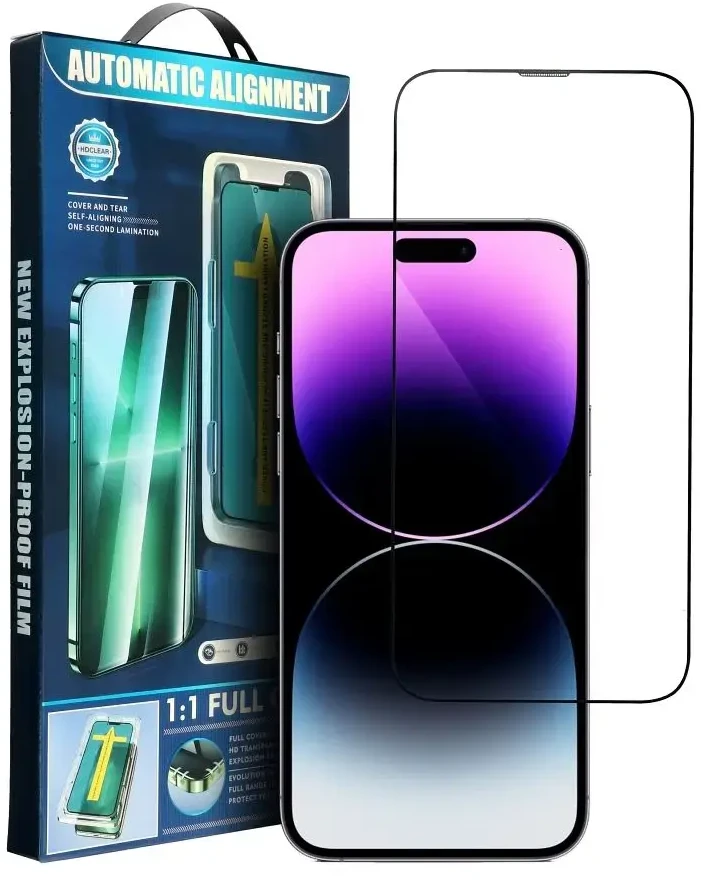 Oem 5D Full Glue Tempered Glass for iPhone 16 with applicator juodas