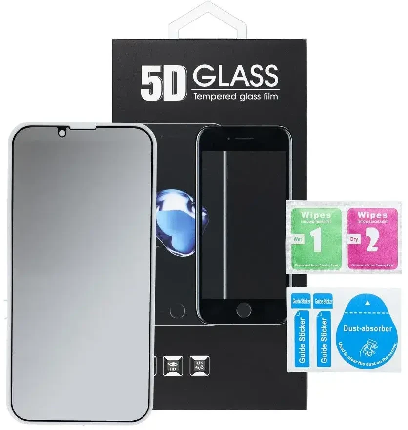 OEM 5D visiškai klijuojamas grūdintas stiklas - iPhone X / XS / 11 Pro (privatumo apsauga) juodas