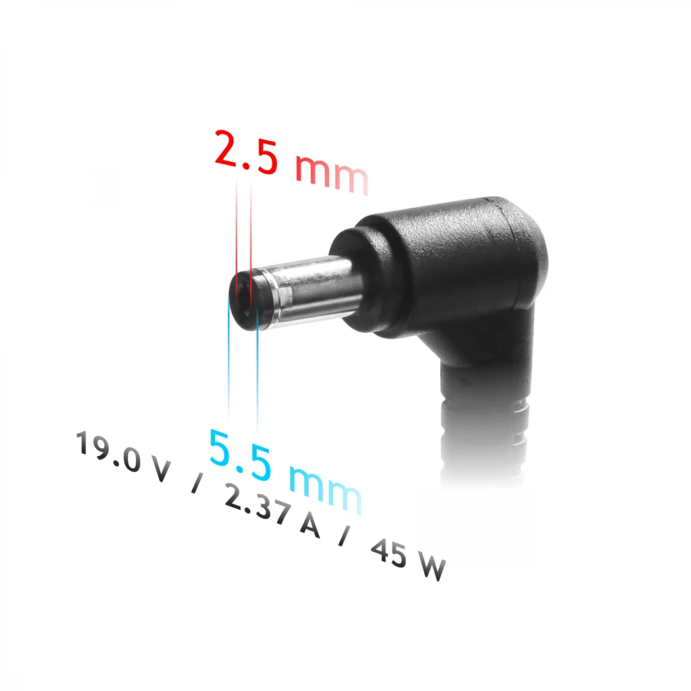 Nešiojamojo kompiuterio pakrovėjas Akyga AK-ND-61 (19V / 2.37A 45W 5.5 x 2.5mm) ASUS / TOSHIBA / LENOVO 1.2m