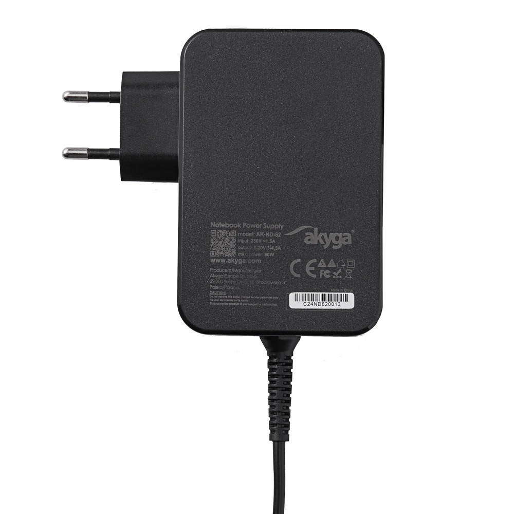"Akyga" maitinimo šaltinis Akyga AK-ND-82 5-20V / 3-4,5A 90W C tipo USB 1,8 m GaN