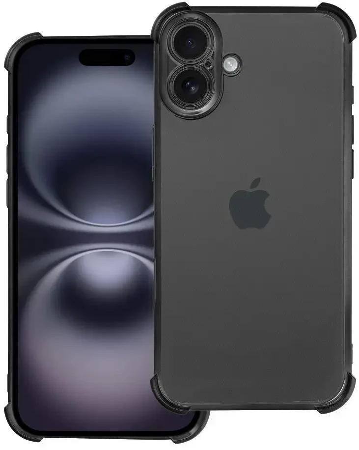 OEM dėklas, skirtas iPhone 16 PLUS, atsparus smūgiams, juodas