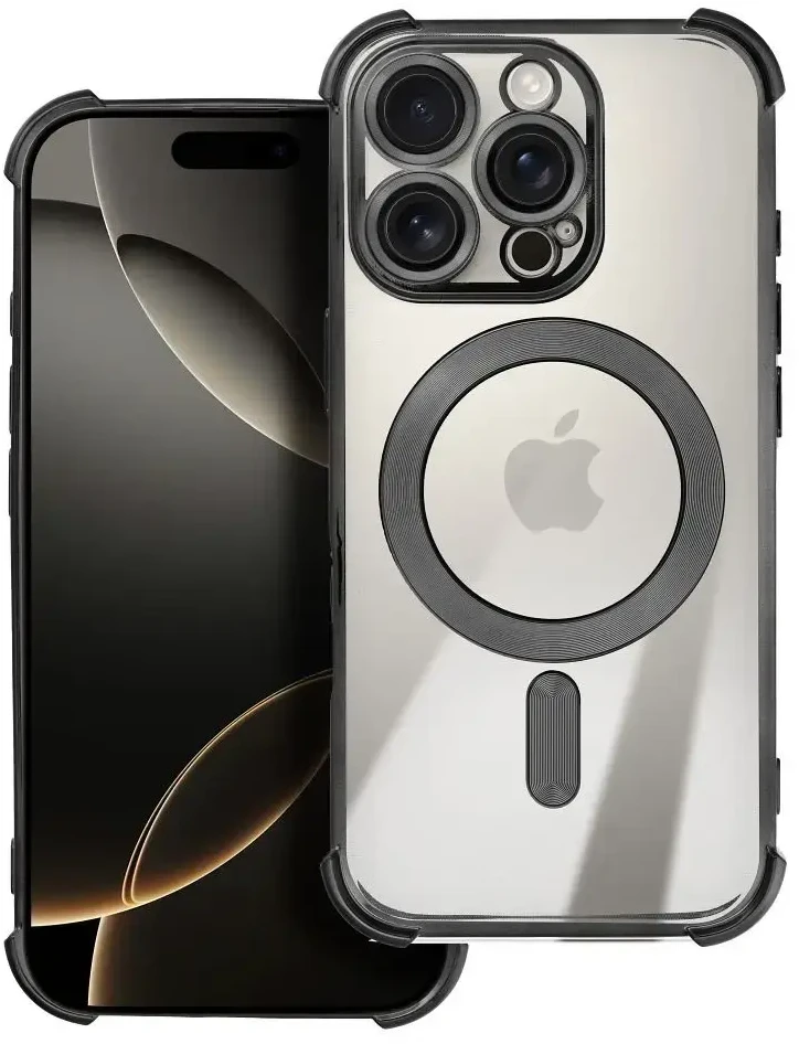 Oem Originalus „iPhone 17 AIR“ dėklas su „Antishock Electro“ apsauga, suderinamas su „MagSafe“ ir juodas