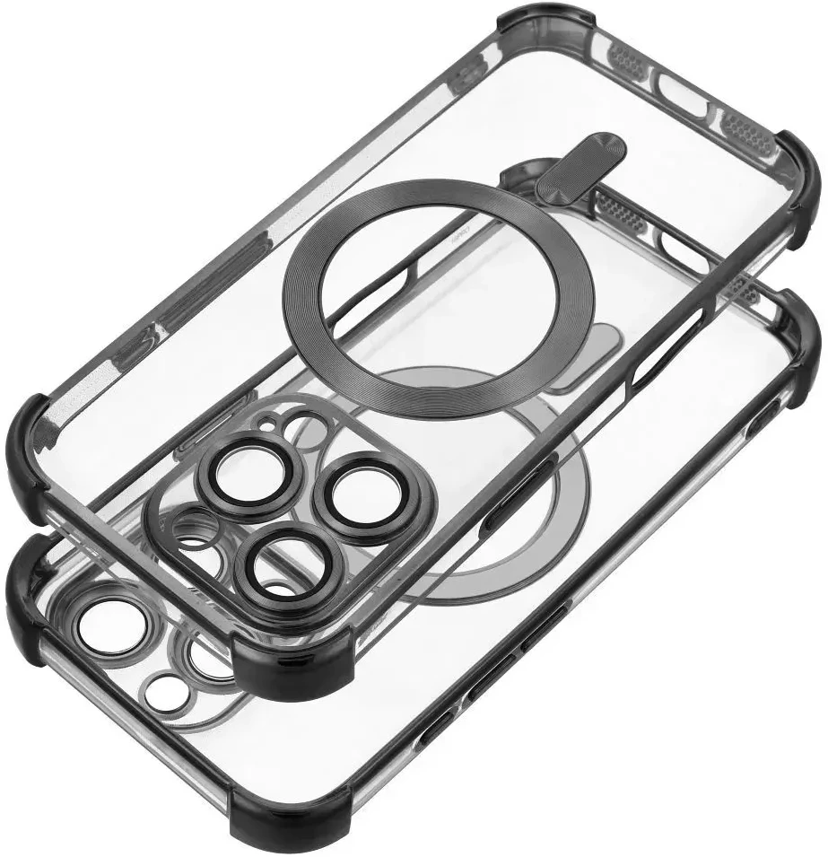 Oem Originalus „iPhone 17 AIR“ dėklas su „Antishock Electro“ apsauga, suderinamas su „MagSafe“ ir juodas