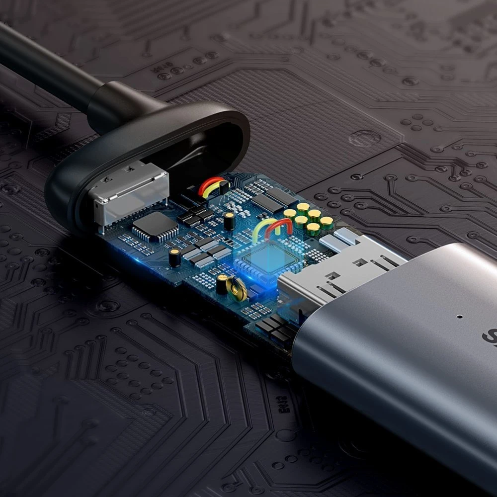 „Baseus“ adapteris šakotuvas – C tipo į VGA + C tipo PD – (CAHUB-O0G) tamsiai pilkas
