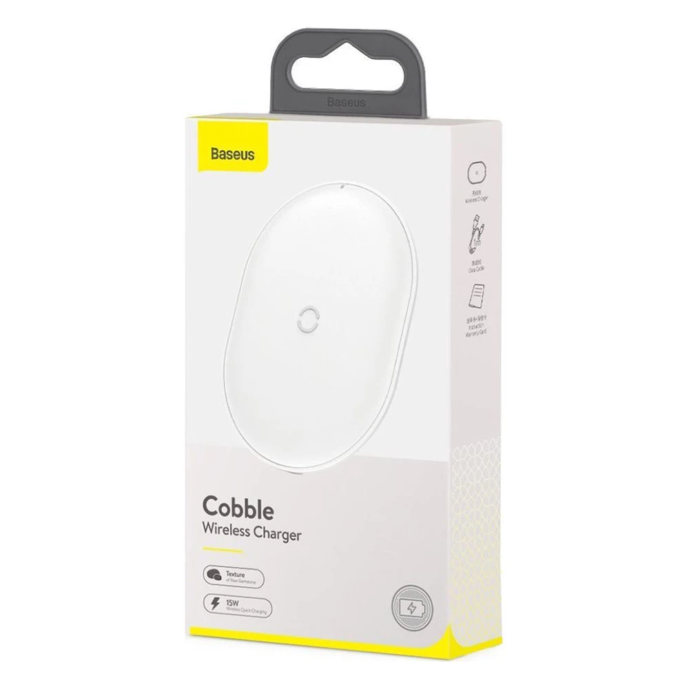Dėklas Baseus Cobble WXYS-02 belaidis įkroviklis 9V | 2A | 15W baltas