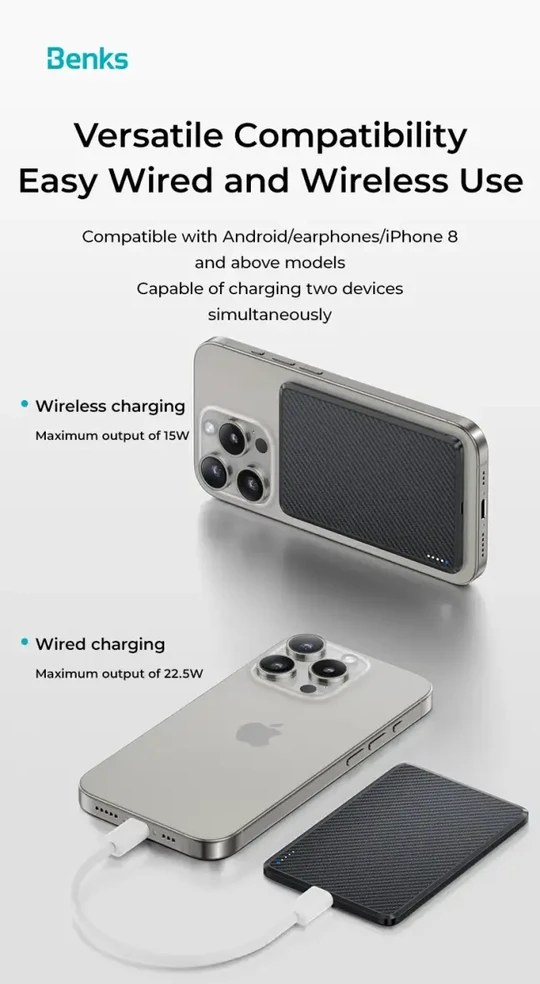 Oem Benks Power bank 5000mAh MP15 ArmorGo – Type C – magnetic with induction charging juodas