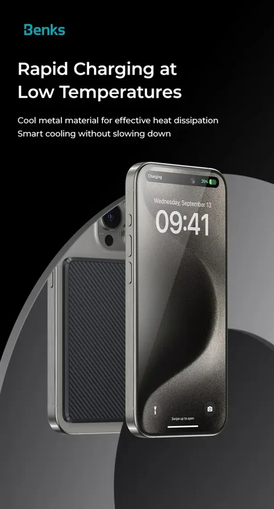 Oem Benks Power bank 5000mAh MP15 ArmorGo – Type C – magnetic with induction charging juodas