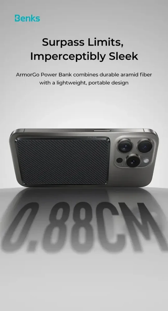 Oem Benks Power bank 5000mAh MP15 ArmorGo – Type C – magnetic with induction charging juodas