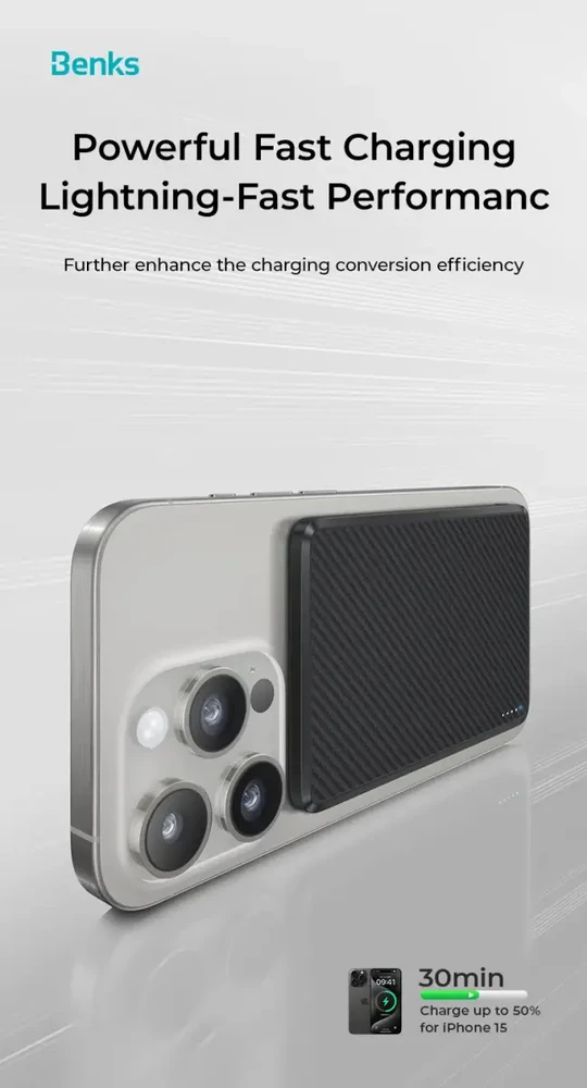 Oem Benks Power bank 5000mAh MP15 ArmorGo – Type C – magnetic with induction charging juodas