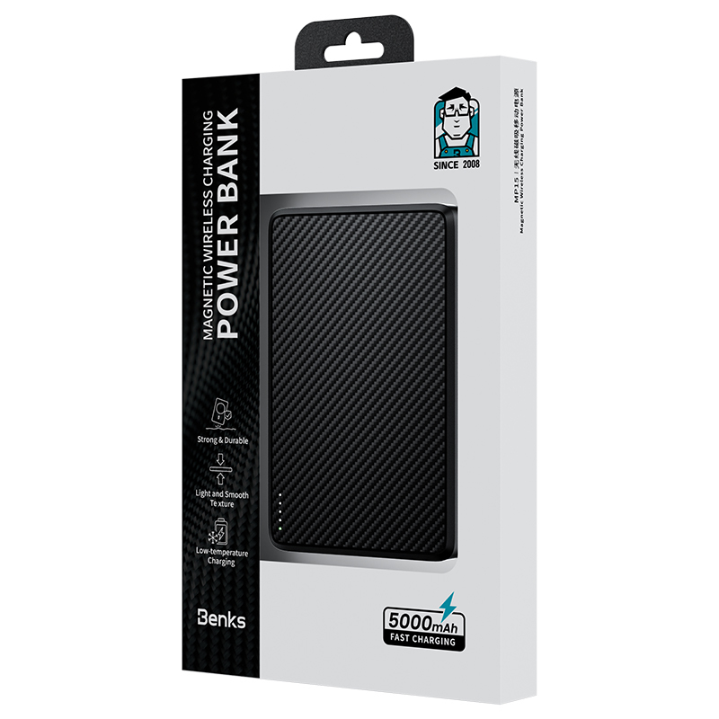 Oem Benks Power bank 10000mAh MP16 ArmorGo – Type C – magnetinė įkrovimo indukcija, juodos spalvos