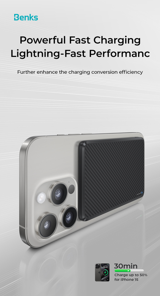 Oem Benks Power bank 10000mAh MP16 ArmorGo – Type C – magnetinė įkrovimo indukcija, juodos spalvos