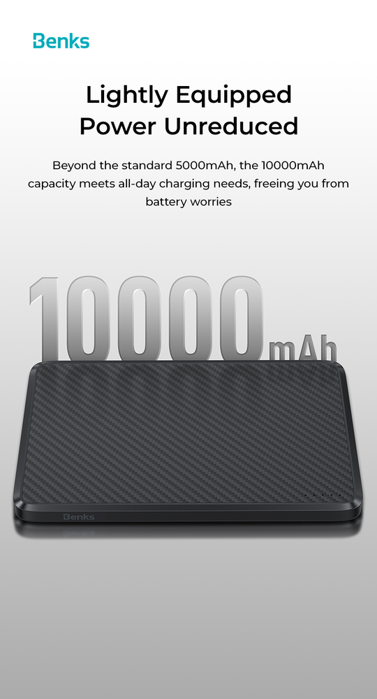 Oem Benks Power bank 10000mAh MP16 ArmorGo – Type C – magnetinė įkrovimo indukcija, juodos spalvos