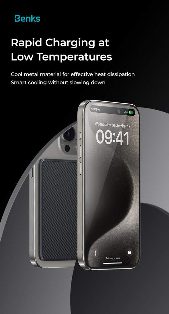 Oem Benks Power bank 10000mAh MP16 ArmorGo – Type C – magnetinė įkrovimo indukcija, juodos spalvos
