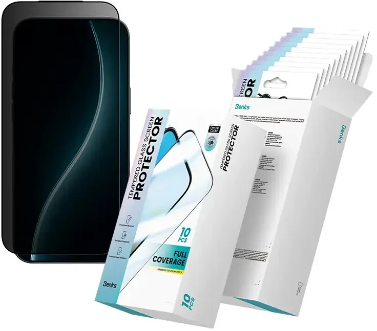Oem Benks Apsauginis stiklas Air Shield Privacy Glass (TF68) skirtas Apple iPhone 17 Air juodas - 10 vnt